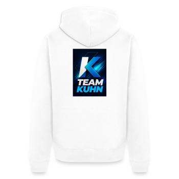 Kuhn Team Neon Blau Namensschild Namen Nachname - Unisex Premium Bio Zip Hoodie - Weiß - Hinten - Thijin (182cm)