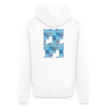 Geometrisches Blau-Raster Muster - Unisex Premium Bio Zip Hoodie - Weiß - Hinten - Thijin (182cm)