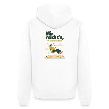 Mir reicht's, ich geh schaukeln Herbst - Unisex Premium Bio Zip Hoodie - Weiß - Hinten - Thijin (182cm)