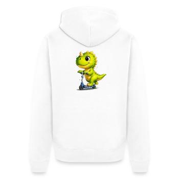 Skate Dino  - Unisex Premium Bio Zip Hoodie - Weiß - Hinten - Thijin (182cm)