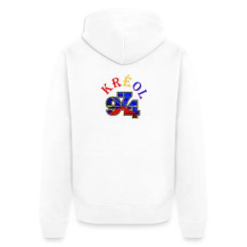 Kreol 974 Neon-Gitter - Unisex Premium Bio Zip Hoodie - Weiß - Hinten - Thijin (182cm)