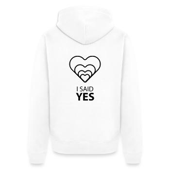 I SAID YES :) - Unisex Premium Bio Zip Hoodie - Weiß - Hinten - Thijin (182cm)