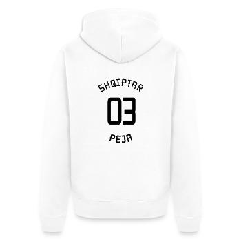 03 Peja - Unisex Premium Bio Zip Hoodie - Weiß - Hinten - Thijin (182cm)
