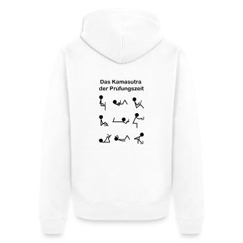 Kamasutra der Prüfungszeit für Abi,Uni,Hochschule - Unisex Premium Bio Zip Hoodie - Weiß - Hinten - Thijin (182cm)