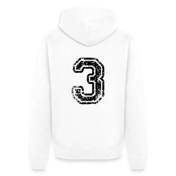 3 - Nummer - Unisex Premium Bio Zip Hoodie - Weiß - Hinten - Thijin (182cm)