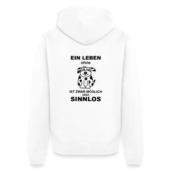 Leben ohne Hund - Unisex Premium Bio Zip Hoodie - Weiß - Hinten - Thijin (182cm)
