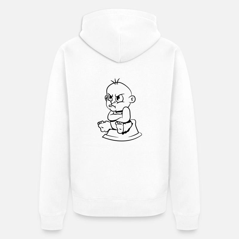 wc kleiner junge schmollen töpfchen - Unisex Premium Bio Zip Hoodie - Weiß