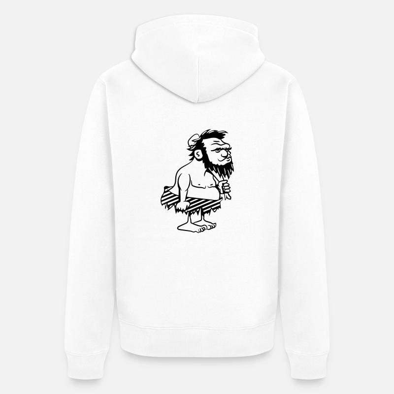Caveman Caveman motif drôle - Veste à capuche bio Premium Unisexe - blanc