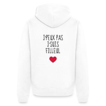 Filleul / Filleule / Parrain / Marraine / Bébé - Veste à capuche bio Premium Unisexe - blanc - Dos - Thijin (182cm)