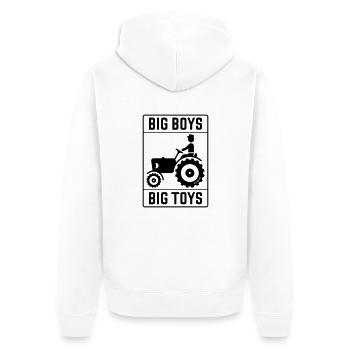 Big Boys – Big Toys (Trecker / Traktor) - Unisex Premium Bio Zip Hoodie - Weiß - Hinten - Thijin (182cm)