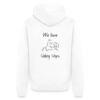 We love Sliding Stops - Unisex Premium Organic Zip Hoodie - white - Back - Thijin (182cm)