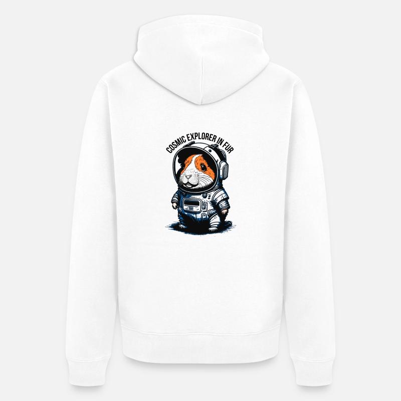 Voyageur de l’espace à fourrure - Veste à capuche bio Premium Unisexe - blanc