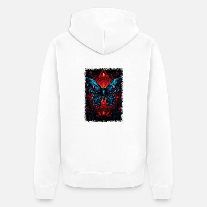 insectes monarque papillon insecte blague heureux mignon - Veste à capuche bio Premium Unisexe - blanc