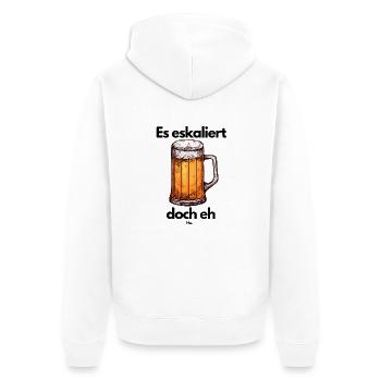 Malle Es eskaliert eh - Unisex Premium Bio Zip Hoodie - Weiß - Hinten - Thijin (182cm)