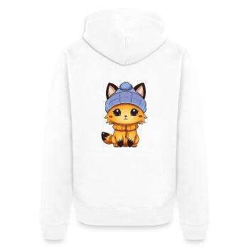Fuchs Comic - Unisex Premium Bio Zip Hoodie - Weiß - Hinten - Thijin (182cm)