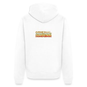 Original seit 44 Limited Edition - Unisex Premium Bio Zip Hoodie - Weiß - Hinten - Thijin (182cm)
