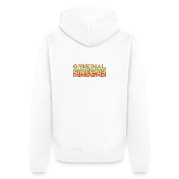 Original seit 43 Limited Edition - Unisex Premium Bio Zip Hoodie - Weiß - Hinten - Thijin (182cm)