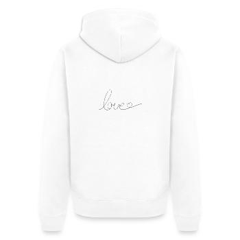 romantisches geschwungenes Herz für Valetninstag - Unisex Premium Bio Zip Hoodie - Weiß - Hinten - Thijin (182cm)