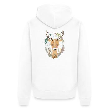 Hirsch im Wald - Unisex Premium Bio Zip Hoodie - Weiß - Hinten - Thijin (182cm)