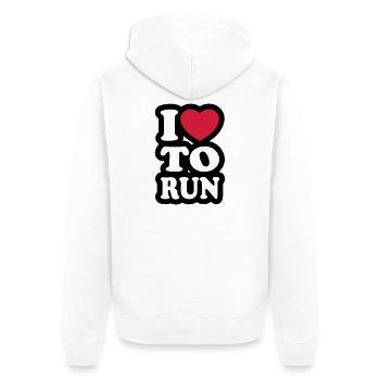 I love to run - Ich liebe es zu laufen - Unisex Premium Bio Zip Hoodie - Weiß - Hinten - Thijin (182cm)