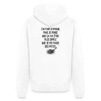 J'ai Faim d'Amour mais je pense que.. /Humour noir - Veste à capuche bio Premium Unisexe - blanc - Dos - Thijin (182cm)