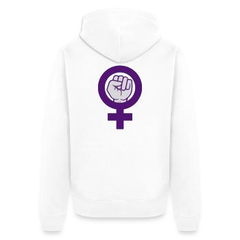 Feminist Symbol Frauenrechte Faust - Unisex Premium Bio Zip Hoodie - Weiß - Hinten - Thijin (182cm)