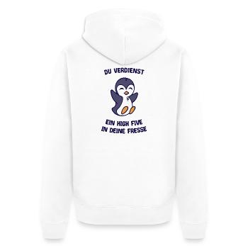 Vogel Tier Humorvoll Pinguin Statement Arktis - Unisex Premium Bio Zip Hoodie - Weiß - Hinten - Thijin (182cm)