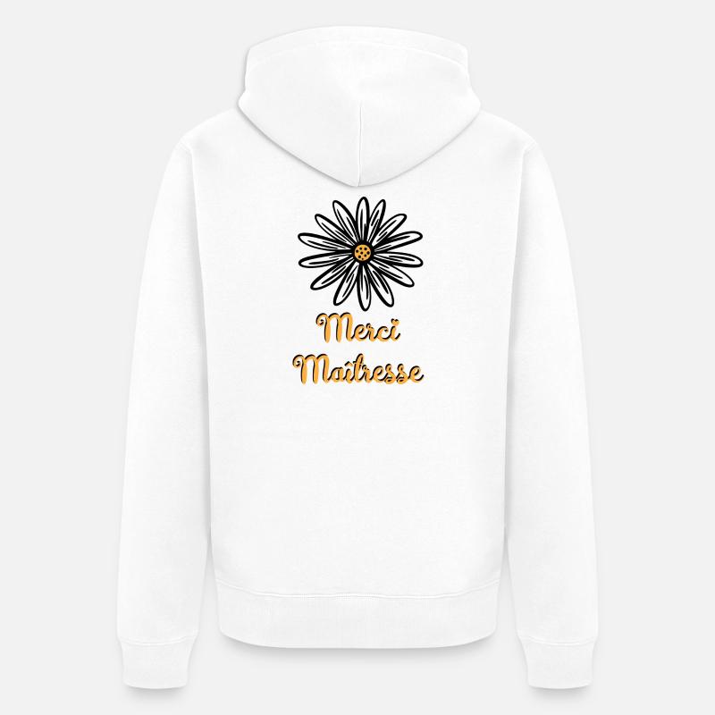 Danke Herrin mit einer Blume - Unisex Premium Bio Zip Hoodie - Weiß