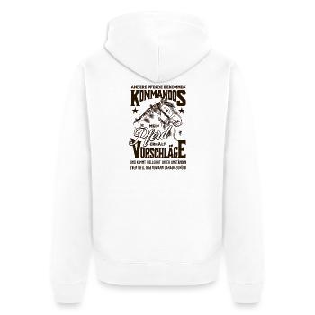 Andere Pferde bekommen Kommandos Pferd Spruch - Unisex Premium Bio Zip Hoodie - Weiß - Hinten - Thijin (182cm)