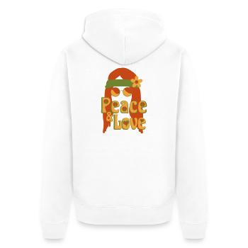Peace and Love - Unisex Premium Organic Zip Hoodie - white - Back - Thijin (182cm)