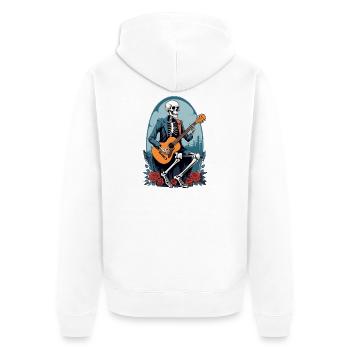 Skeleton Playing Guitar - Unisex Premium Organic Zip Hoodie - white - Back - Thijin (182cm)