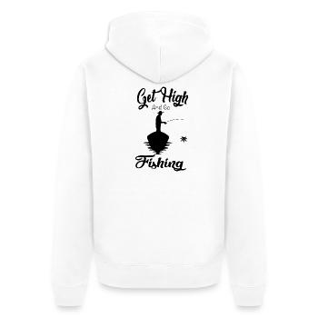 Get High And Go Fishing Shirt Fishing - Unisex Premium Bio Zip Hoodie - Weiß - Hinten - Thijin (182cm)