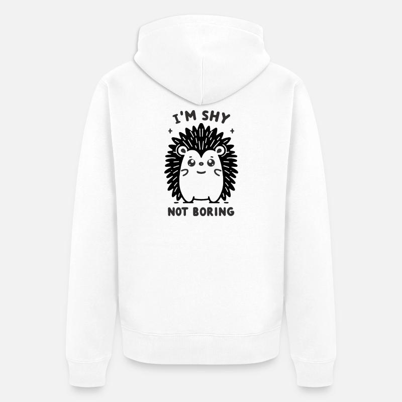 Hérisson noir timide - Veste à capuche bio Premium Unisexe - blanc