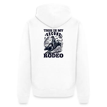 Dies ist mein zweites Rodeo: Der wilde Ritt des lustigen Cowboys - Unisex Premium Bio Zip Hoodie - Weiß - Hinten - Thijin (182cm)