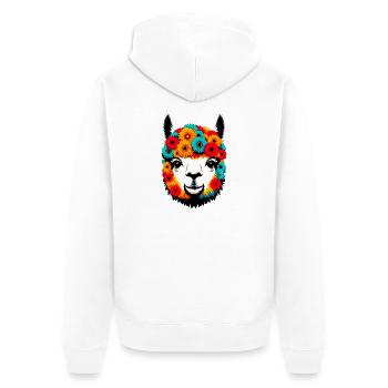 Alpaca - Unisex Premium Organic Zip Hoodie - white - Back - Thijin (182cm)