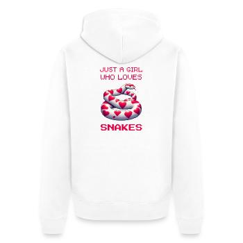 Nur ein Mädchen, das Schlangen liebt - Unisex Premium Bio Zip Hoodie - Weiß - Hinten - Thijin (182cm)