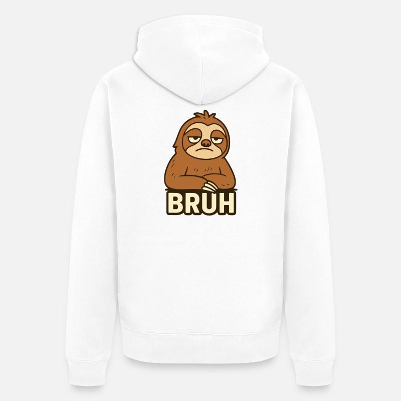 Conception de t-shirt décontracté Sloth Expression - Veste à capuche bio Premium Unisexe - blanc