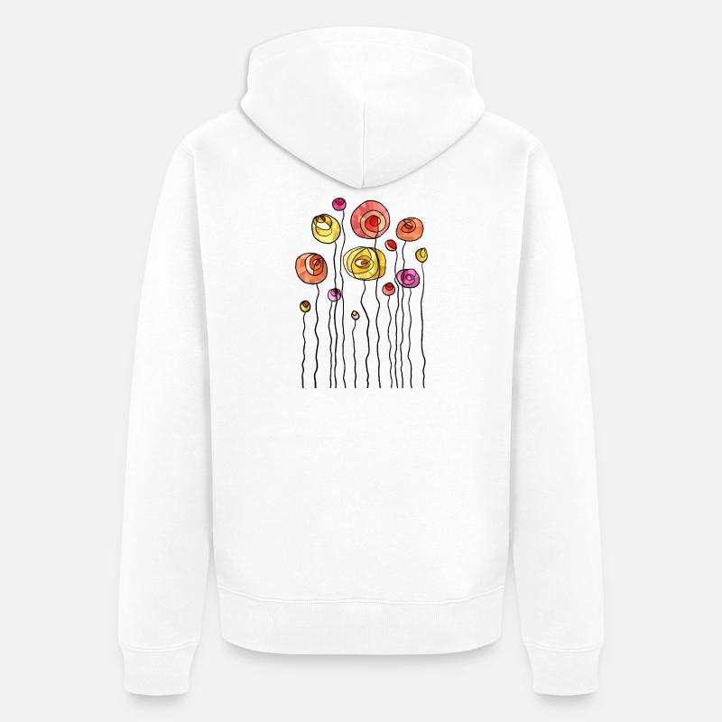 Thème abstrait fleur de printemps - Veste à capuche bio Premium Unisexe - blanc