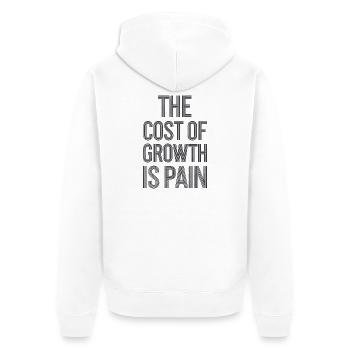 Le coût de la croissance est la douleur, le succès motivationnel - Veste à capuche bio Premium Unisexe - blanc - Dos - Thijin (182cm)