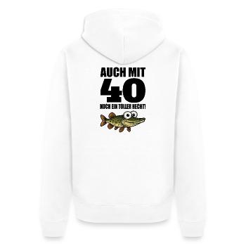 40. Geburtstag Lustig Männer Toller Hecht - Unisex Premium Bio Zip Hoodie - Weiß - Hinten - Thijin (182cm)