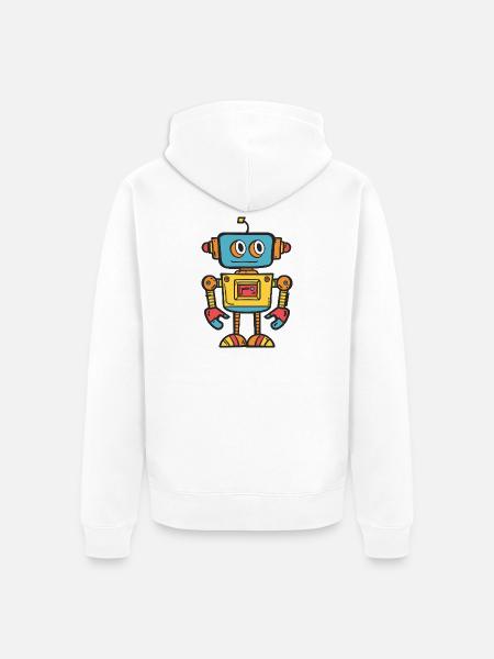 Niedlicher Retro-Roboter mit buntem Design - Unisex Premium Bio Zip Hoodie - Weiß
