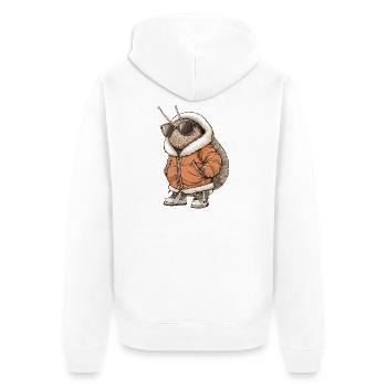 Schnecke Cool Winter - Unisex Premium Bio Zip Hoodie - Weiß - Hinten - Thijin (182cm)