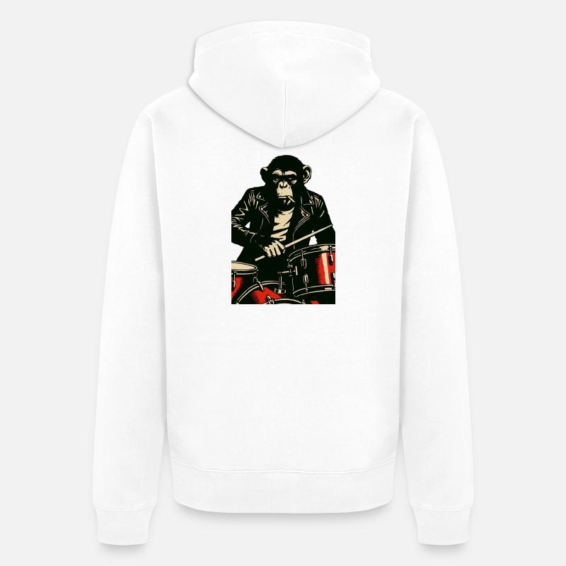 Batteur chimpanzé en veste en cuir - Veste à capuche bio Premium Unisexe - blanc