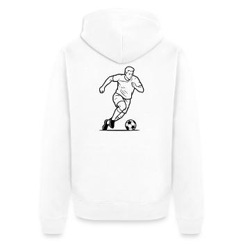 Joueur de football, tir et porteur de buts - Veste à capuche bio Premium Unisexe - blanc - Dos - Thijin (182cm)