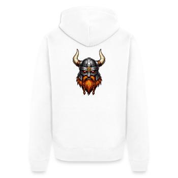 Viking Warrior Helmet - Unisex Premium Organic Zip Hoodie - white - Back - Thijin (182cm)