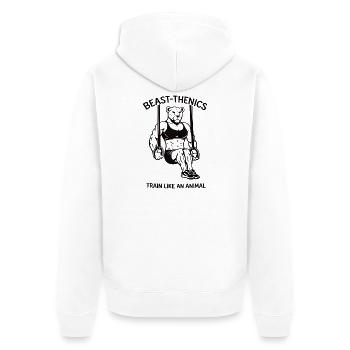 Entraînez-vous comme une bête - Löwin - Fitness - Entraînement - Veste à capuche bio Premium Unisexe - blanc - Dos - Thijin (182cm)