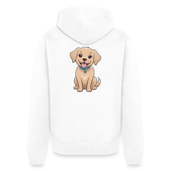 Dessin animé du chiot joyeux - Veste à capuche bio Premium Unisexe - blanc - Dos - Thijin (182cm)