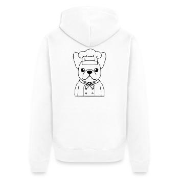 Résumé du Frenchie Chef Baker - Veste à capuche bio Premium Unisexe - blanc - Dos - Thijin (182cm)
