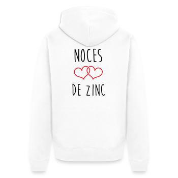 Zinc Wedding 76 Years - Unisex Premium Organic Zip Hoodie - white - Back - Thijin (182cm)