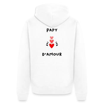 PAPY. PAPA. FÊTE DES PÈRES. BONNE FÊTE PAPY - Veste à capuche bio Premium Unisexe - blanc - Dos - Thijin (182cm)